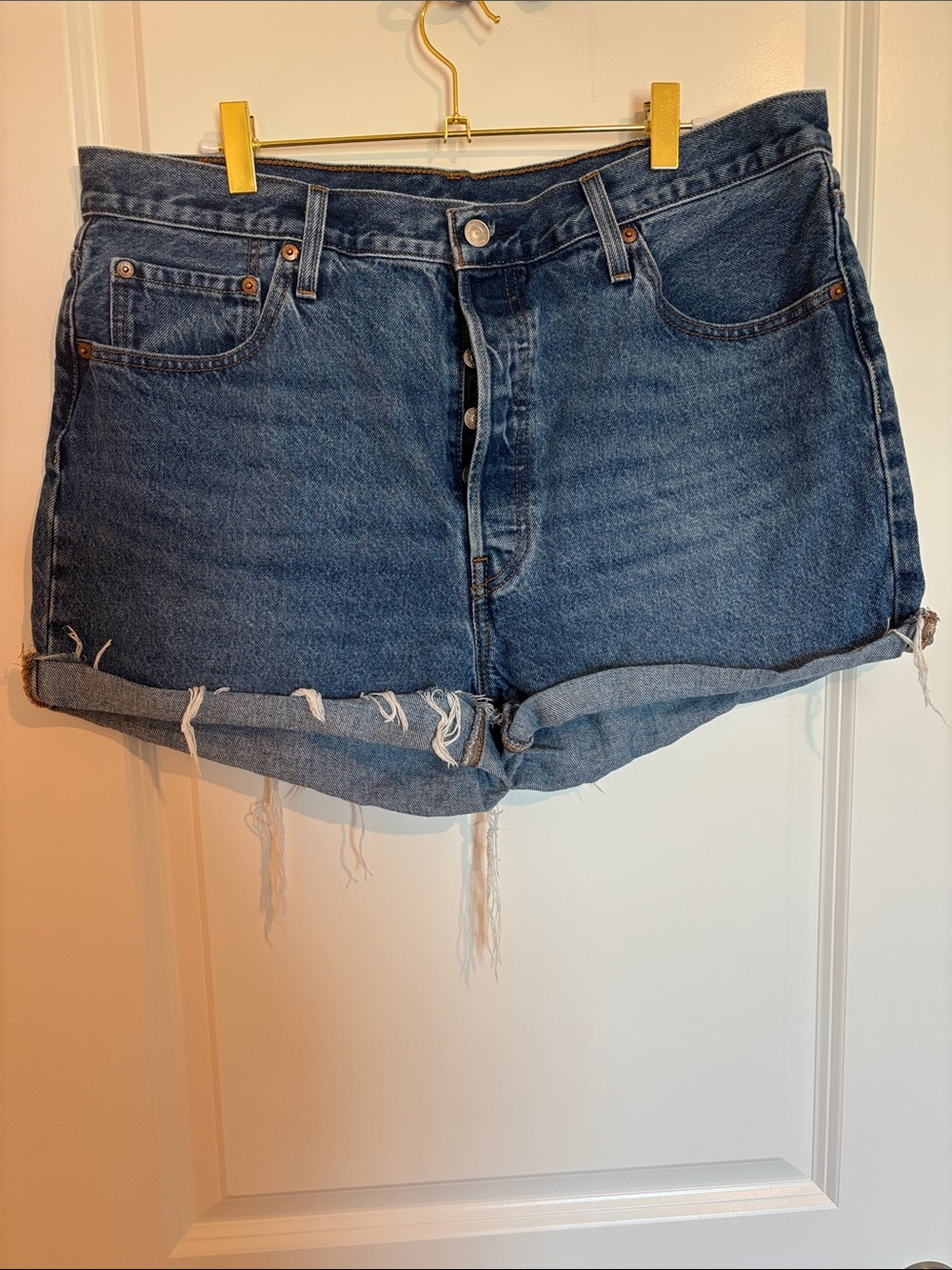 Levi's Rolled Hem Button-Fly Denim Shorts - Blue